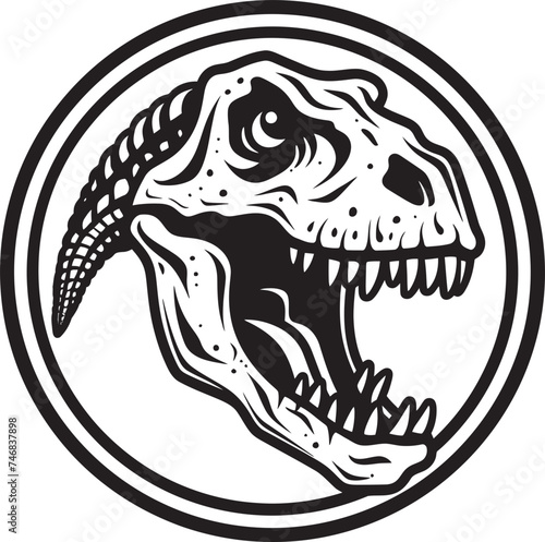 Primeval Profile T Rex Skeleton Graphic Emblem Paleontological Powerhouse Vector Tyrannosaurus Icon