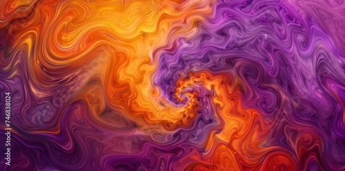 Swirling Abstract Pattern in Purple and Orange 