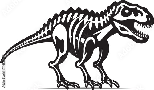 TyrannoTrace T Rex Skeleton Emblem Design Fossil Finesse Tyrannosaurus Iconic Logo Vector