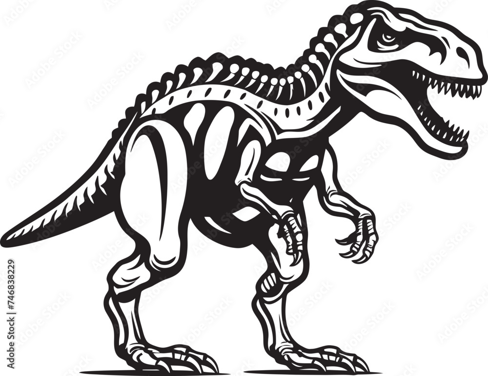 Tyrants Tribute Tyrannosaurus Iconic Design Dino Dynasty T Rex Skeleton Vector Emblem Tyrants Tribute Tyrannosaurus Iconic Design Dino Dynasty T Rex Skeleton Vector Emblem