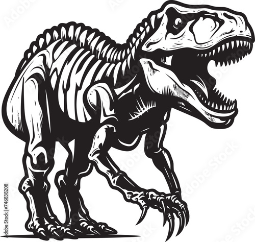 Rex Resurgence T Rex Skeleton Logo Design Icon Jurassic Relic Vector Icon of Tyrannosaurus Skeleton © BABBAN