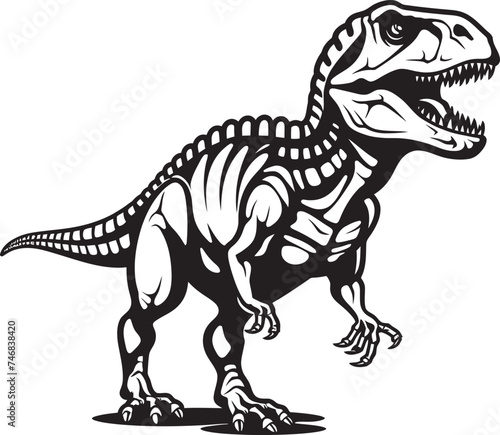 Tyrants Trophy Tyrannosaurus Skeleton Vector Logo Dino Dominion Iconic Design of T Rex Skeleton