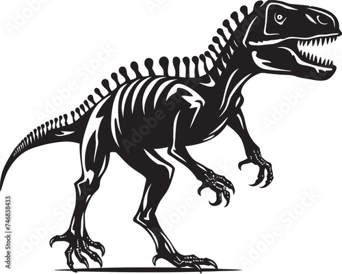 Paleontological Majesty Vector Graphic of T Rex Skeleton Rex Resurgence T Rex Skeleton Logo Design Icon
