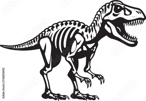 Dinosaur Dynasty Vector Logo featuring T Rex Skeleton Ancient Apex Tyrannosaurus Skeleton Icon Design © BABBAN