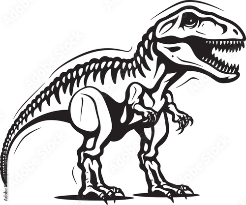 Mesozoic Mark Graphic Design with T Rex Skeleton Icon Tyrants Trophy Tyrannosaurus Skeleton Vector Logo