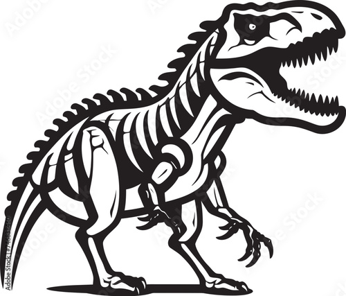 Prehistoric Power Graphic Icon of Tyrannosaurus Skeleton Dinosaur Dynasty Vector Logo featuring T Rex Skeleton