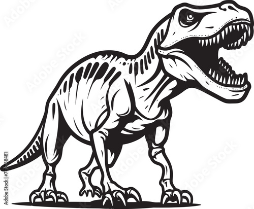 Jurassic Relic Vector Icon of Tyrannosaurus Skeleton Mesozoic Mark Graphic Design with T Rex Skeleton Icon