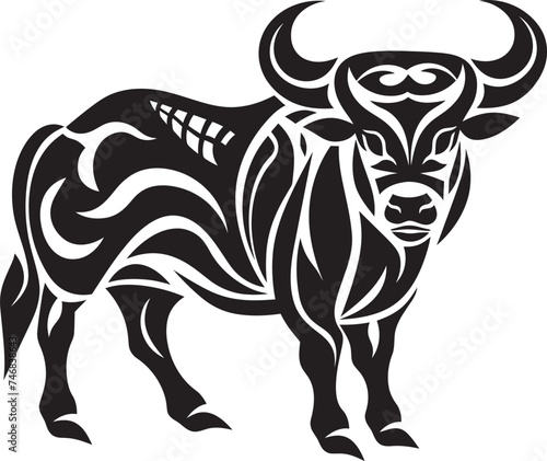 Exotic Bovine Vector Bull in Tahitian Theme Polynesian Power Tahiti Bull Vector Icon