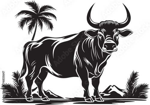 Pacific Paradise Bull Logo in Tahiti Theme Tiki Traditions Tahitian Bull Vector Graphic