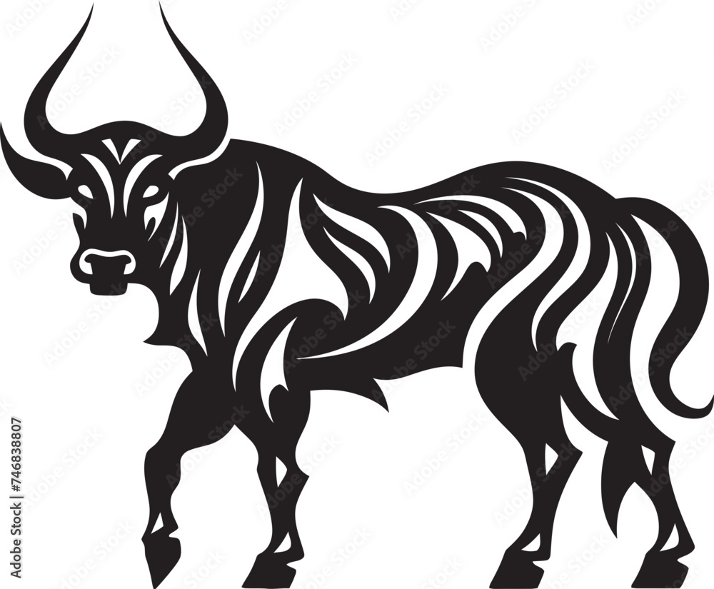 Fototapeta premium Tribal Treasure Tahitian Bull Vector Design Pacific Paradise Bull Logo in Tahiti Theme