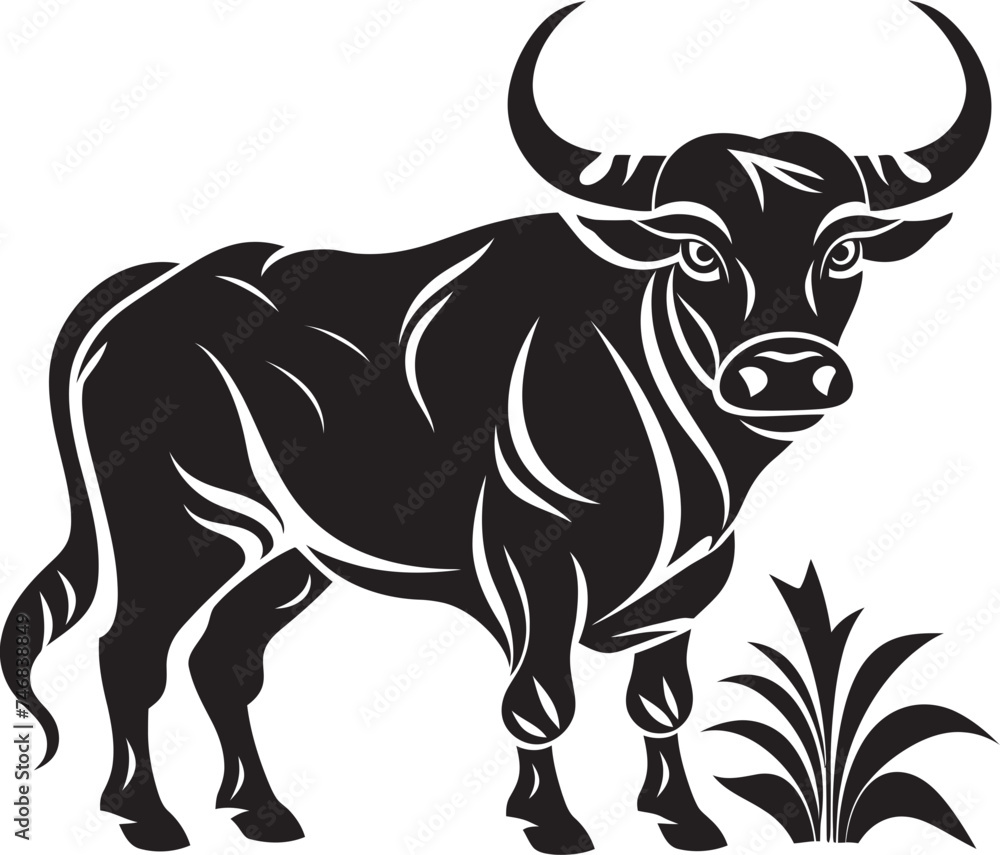 Fototapeta premium Pacific Paradise Bull Logo in Tahiti Theme Tiki Traditions Tahitian Bull Vector Graphic