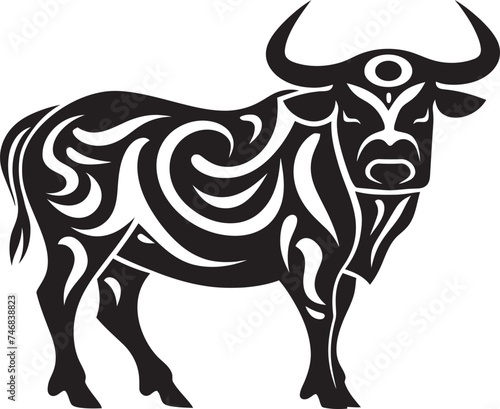 Tiki Bull Tahitian Style Vector Logo Tribal Toro Tahiti Inspired Bull Graphic Icon