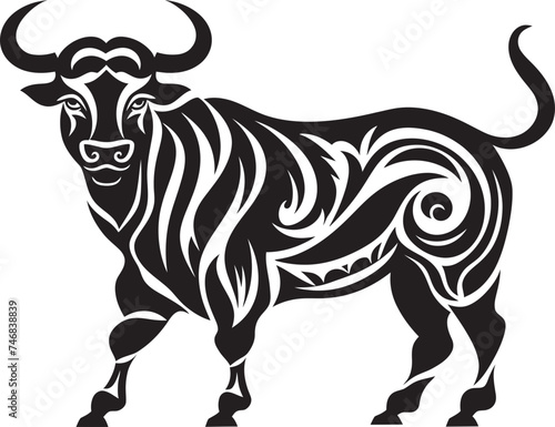 Exotic Bovine Vector Bull in Tahitian Theme Polynesian Power Tahiti Bull Vector Icon