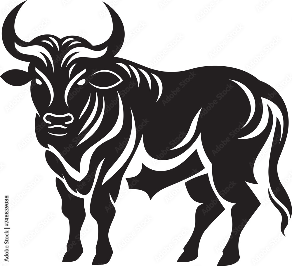 Fototapeta premium Pacific Pulse Bull Icon in Tahiti Style Tiki Taurus Tahitian Bull Vector Emblem