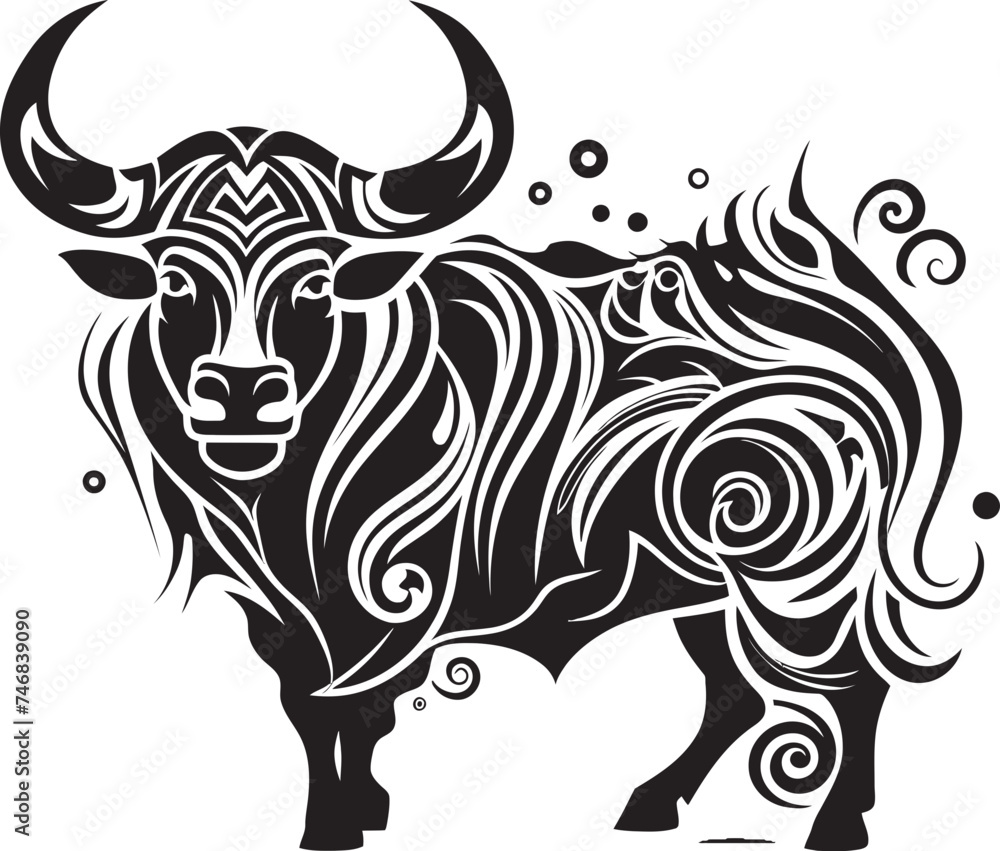 Tiki Taurus Tahitian Bull Vector Emblem Tribal Tempest Bull Logo in Tahiti Style Tiki Taurus Tahitian Bull Vector Emblem Tribal Tempest Bull Logo in Tahiti Style