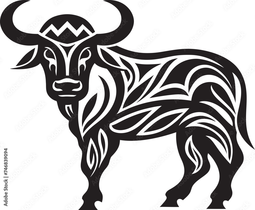 Obraz premium Exotic Elegance Tahitian Bull Graphic Symbol Polynesian Pride Bull Vector Logo with Tahitian Flair