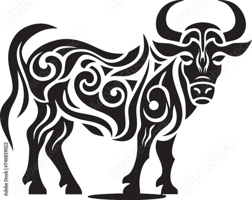Island Impressions Tahiti Style Bull Icon Tribal Tribute Vector Bull Logo in Tahitian Style