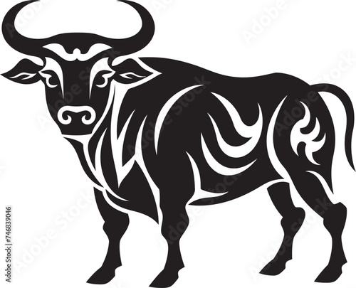 Tribal Toro Tahiti Inspired Bull Graphic Icon Tiki Taurus Tahitian Bull Vector Emblem