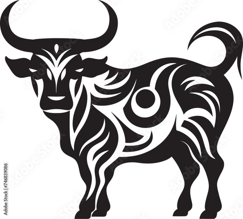Tropical Taurus Tahiti Style Bull Logo Icon Island Impression Tahitian Bull Vector Symbol