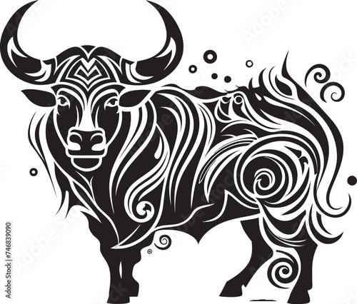 Tiki Taurus Tahitian Bull Vector Emblem Tribal Tempest Bull Logo in Tahiti Style