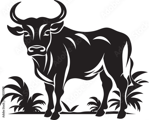Pacific Power Vector Bull in Tahiti Theme Exotic Elegance Tahitian Bull Graphic Symbol