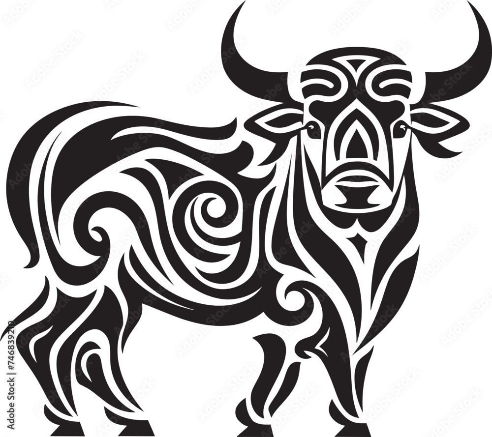Polynesian Pride Bull Vector Logo with Tahitian Flair Tropic Tribute Tahiti Style Bull Icon Design Polynesian Pride Bull Vector Logo with Tahitian Flair Tropic Tribute Tahiti Style Bull Icon Design