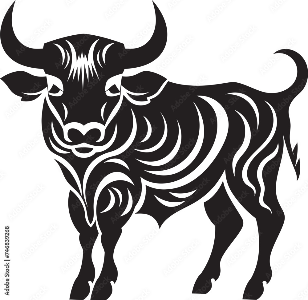 Island Impression Tahitian Bull Vector Symbol Tribal Tropics Bull Graphic Emblem in Tahiti Style