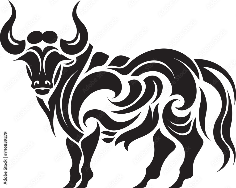 Fototapeta premium Pacific Pulse Tahiti Style Bull Vector Icon Tropic Toros Tahiti Style Bull Vector Logo