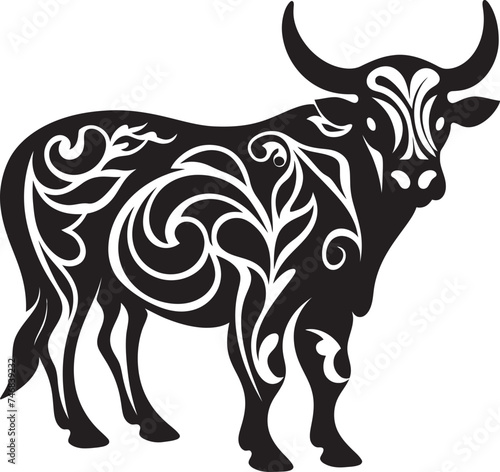 Island Influence Tahitian Bull Iconic Design Pacific Power Vector Bull in Tahiti Theme