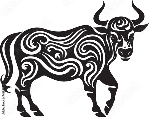 Tropic Toros Tahiti Style Bull Vector Logo Island Bull Tahitian Inspired Vector Logo Design