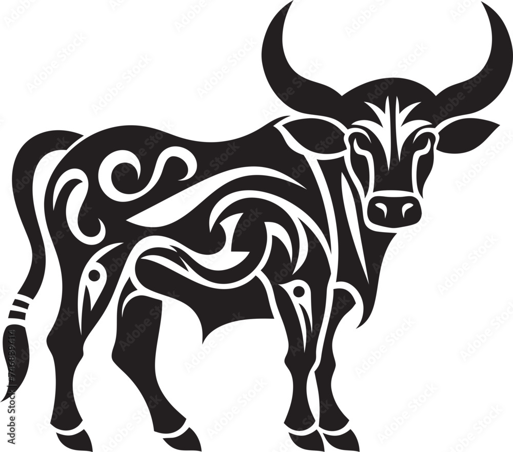 Tropic Toros Tahiti Style Bull Vector Logo Island Bull Tahitian Inspired Vector Logo Design
