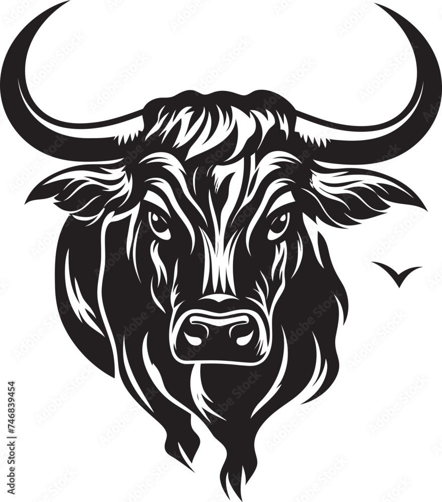 Fototapeta premium Tiki Toro Bull Graphic in Tahiti Style Pacifica Prowess Vector Bull Design with Tahiti Influence