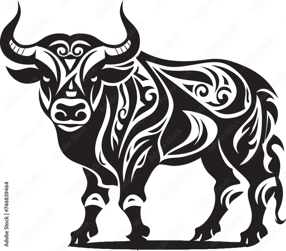 Pacifica Prowess Vector Bull Design with Tahiti Influence Tropical Taurus Tahiti Style Bull Logo Icon Pacifica Prowess Vector Bull Design with Tahiti Influence Tropical Taurus Tahiti Style Bull Logo Icon
