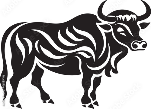 Island Bull Tahitian Inspired Vector Logo Design Pacific Bovine Tahiti Style Bull Icon