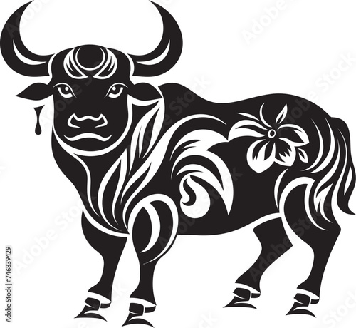 Island Bull Tahitian Inspired Vector Logo Design Pacific Bovine Tahiti Style Bull Icon