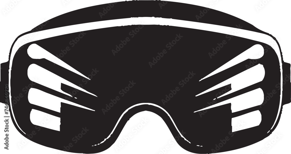 Obraz premium Digital Discovery VR Goggles Vector Emblem Virtual Vista Iconic Design with VR Goggles