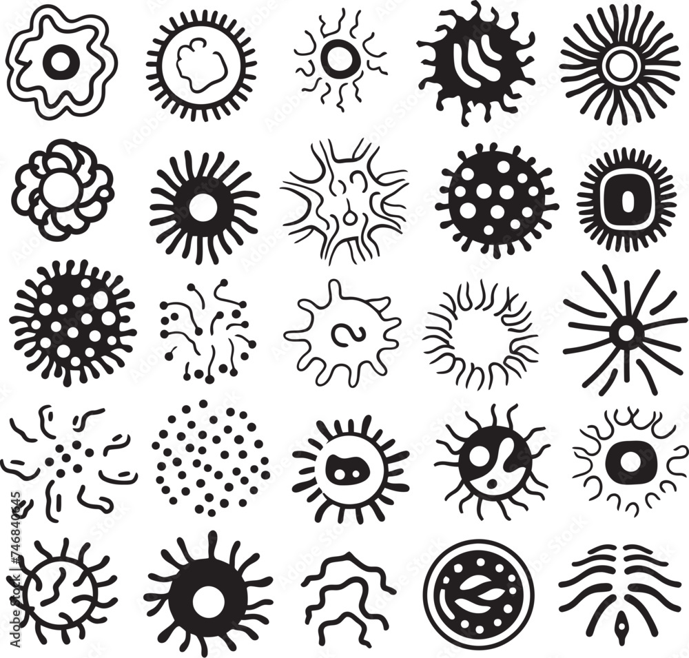 Biohazard Blend Bacteria and Virus Emblem Icon Virulent Variations Vector Logo Featuring Virus and Bacteria Biohazard Blend Bacteria and Virus Emblem Icon Virulent Variations Vector Logo Featuring Virus and Bacteria