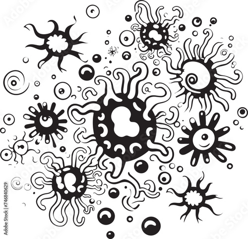 Virulent Variations Vector Logo Featuring Virus and Bacteria Microbe Melody Bacteria and Virus Design Symbol