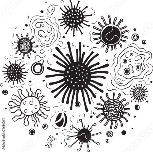 Infectious Innovations Bacteria and Virus Emblem Design Germ Genesis Vector Logo with Virus and Bacteria