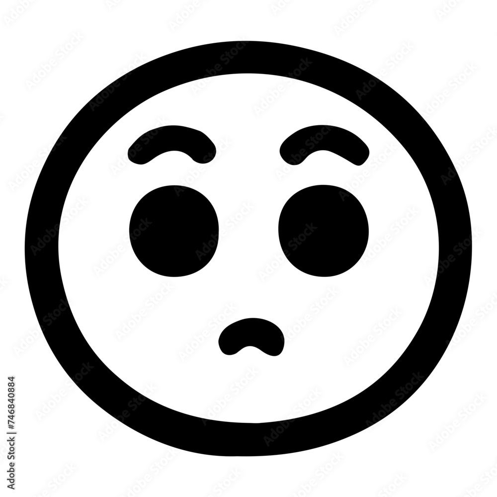Fototapeta premium Shocked Hand Drawn Smiley Face Emoji Vector Icons for Crafts and Chat Apps