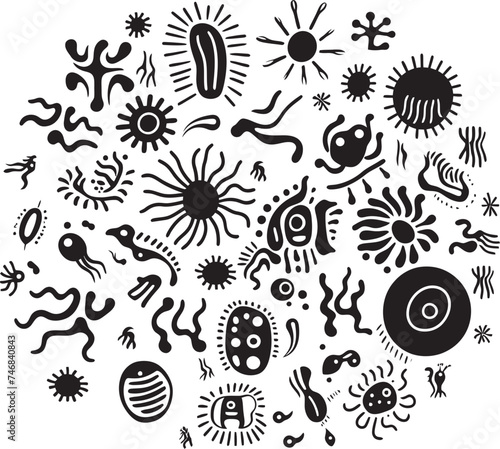 Virulent Variations Vector Logo Featuring Virus and Bacteria Microbe Melody Bacteria and Virus Design Symbol