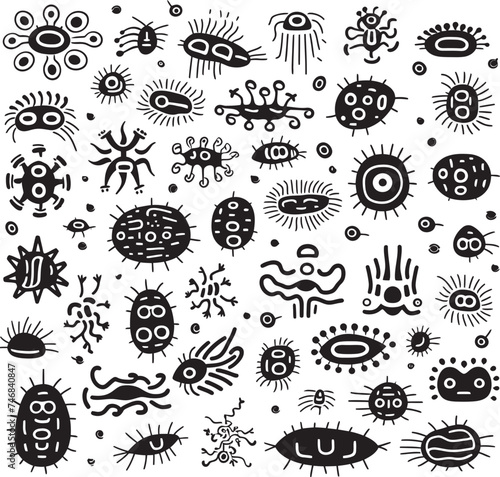 Viral Vectors Bacteria and Virus Emblem in Graphic Design Bacterial Bloom Vector Logo with Pathogens and Microorganisms