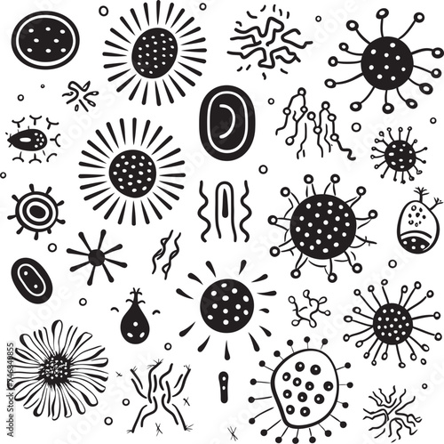 Infectious Innovations Bacteria and Virus Emblem Design Germ Genesis Vector Logo with Virus and Bacteria