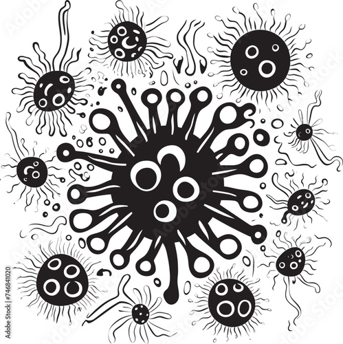 Infectious Innovations Bacteria and Virus Emblem Design Germ Genesis Vector Logo with Virus and Bacteria