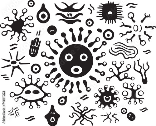 Viral Vector Graphic Design Featuring Virus and Bacteria Germ Genesis Vector Logo with Microbes and Pathogens
