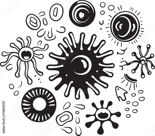 Infectious Innovation Virus and Bacteria Design Icon Germ Genesis Vector Logo with Microbes and Pathogens