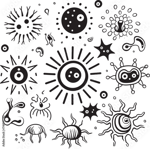 Viral Vectors Bacteria and Virus Emblem in Graphic Design Bacterial Bloom Vector Logo with Pathogens and Microorganisms