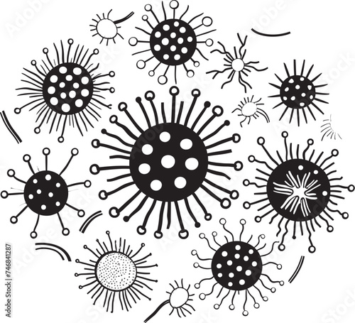 Viral Vectors Bacteria and Virus Emblem in Graphic Design Bacterial Bloom Vector Logo with Pathogens and Microorganisms