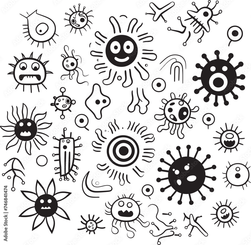 Pathogen Power Virus and Bacteria Iconic Graphic Emblem Microscopic Menace Vector Logo Featuring Virus and Bacteria Pathogen Power Virus and Bacteria Iconic Graphic Emblem Microscopic Menace Vector Logo Featuring Virus and Bacteria