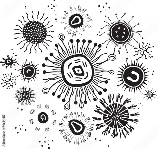 Viral Vectors Bacteria and Virus Emblem in Graphic Design Bacterial Bloom Vector Logo with Pathogens and Microorganisms